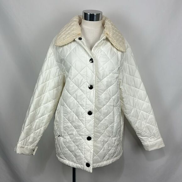 Prada White 3/4 Quilted/Knit Collar Jacket - Picture 1 of 9